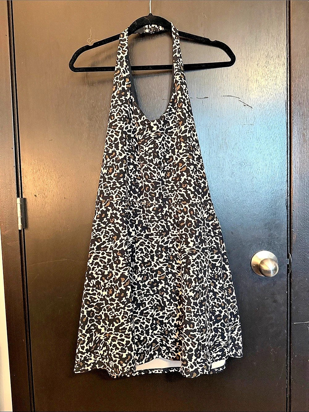 Fabletics PureLuxe Halter Mini Dress Brutalist Khaki Lisa Leo XL